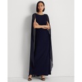Womens Georgette-Cape Jersey Gown