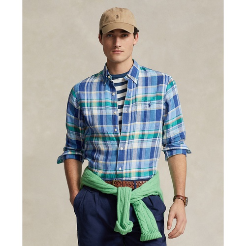 폴로 랄프로렌 Mens Classic-Fit Linen Plaid Shirt