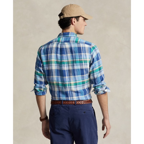 폴로 랄프로렌 Mens Classic-Fit Linen Plaid Shirt