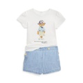 Baby Girls Polo Bear Cotton Tee and Short Set