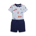 Baby Boys Flag Print Jersey Tee and Fleece Short Set