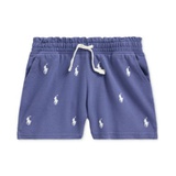 Toddler & Little Girls Stretch Colorblocked Logo-Print Mesh Shorts