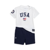 Baby Boys Team USA Jersey T-Shirt & Fleece Shorts 2 Piece Set