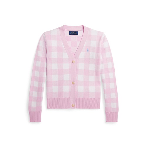 폴로 랄프로렌 Big Girls Gingham Boxy Cotton Cardigan Sweater