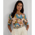 Womens Floral Boat-Neck Tee