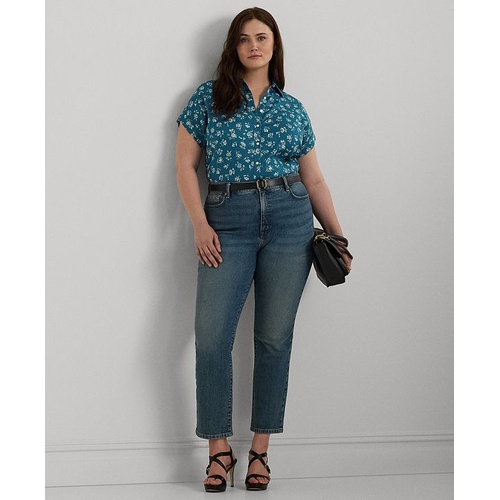 폴로 랄프로렌 Plus Size Cuffed Linen Floral Shirt