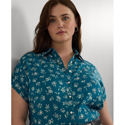 폴로 랄프로렌 Plus Size Cuffed Linen Floral Shirt