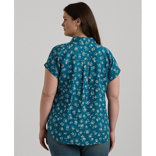 폴로 랄프로렌 Plus Size Cuffed Linen Floral Shirt