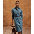 Womens Belted Denim Shirt Dress Regular & Petite