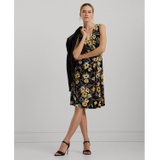 Womens Floral Surplice Jersey Sleeveless Dress