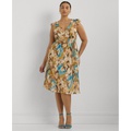 Plus Size Floral Empire-Waist A-Line Dress