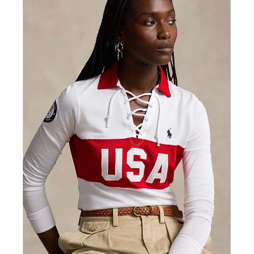 폴로 랄프로렌 Womens Team USA Lace-Up Rugby Shirt