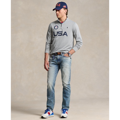 폴로 랄프로렌 Mens Team USA Micro-Dot Mesh Quarter-Zip