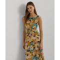 Womens Floral Twist-Front Jersey Dress