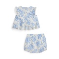 Baby Girls Floral Slub Cotton Top Bloomer Set