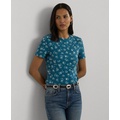 Womens Short-Sleeve Floral Crewneck Tee