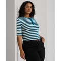 Plus Size Striped Henley Tee