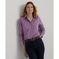 Womens Cotton Collared Striped Shirt Regular & Petite