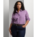 Plus Size Cotton Striped Shirt