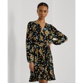 Womens Floral Belted Stretch Jersey Dress