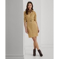 Womens Belted Long-Sleeve Shirtdress