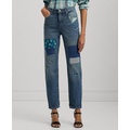 Womens Patchwork Boyfriend Jeans Regular & Petite