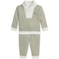 Baby Shawl-Collar Houndstooth Sweater & Pant Set