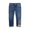 Toddler and Little Girls Astor Slim Logo Jean