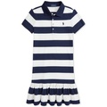 Big Girls Striped Stretch Mesh Polo Dress