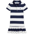 Toddler and Little Girls Striped Stretch Mesh Polo Dress