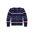 Toddler And Little Girls Striped Mini-Cable Cotton Cardigan