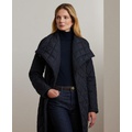 Womens Asymmetric Belted Quilted Coat