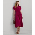 Womens Belted Crepe Dress