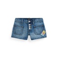 Toddler and Little Girls Patchwork Cotton Denim Shorts