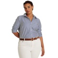 Plus-Size Striped Easy Care Cotton Shirt