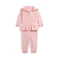 Baby Girls Velour Hoodie and Jogger Pants Set