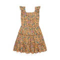 Toddler and Little Girls Floral Ruffled Cotton Jersey Dress