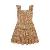 Toddler and Little Girls Floral Ruffled Cotton Jersey Dress