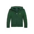 Toddler and Little Boys Cable Cotton Hooded Full Zip Sweater