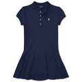 Toddler and Little Girls Cotton Mesh Stretch Shortsleeve Polo Dress