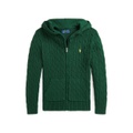 Big Boys Cable Cotton Hooded Full Zip Sweater