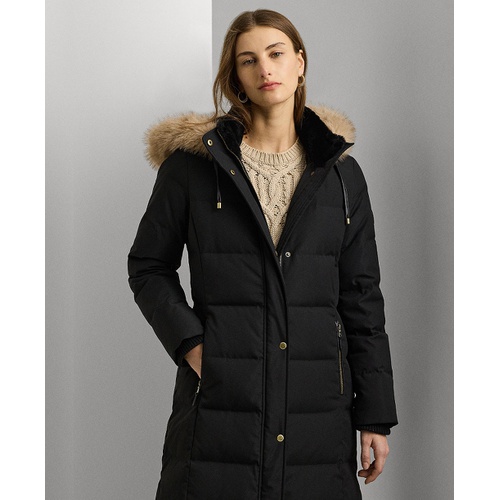 폴로 랄프로렌 Womens Maxi Faux-Fur-Trimmed Hooded Puffer Coat