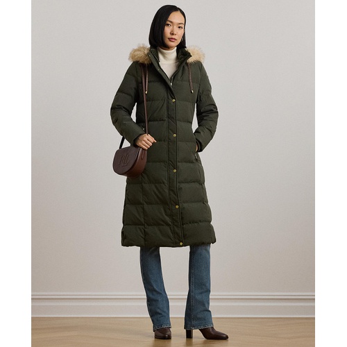 폴로 랄프로렌 Womens Maxi Faux-Fur-Trimmed Hooded Puffer Coat