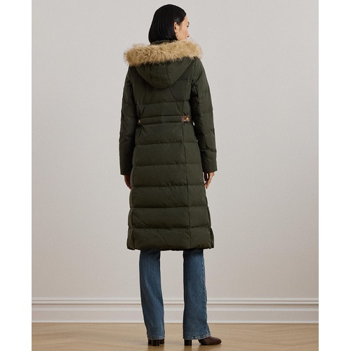 폴로 랄프로렌 Womens Maxi Faux-Fur-Trimmed Hooded Puffer Coat