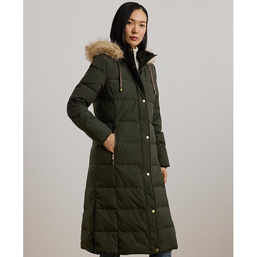 폴로 랄프로렌 Womens Maxi Faux-Fur-Trimmed Hooded Puffer Coat