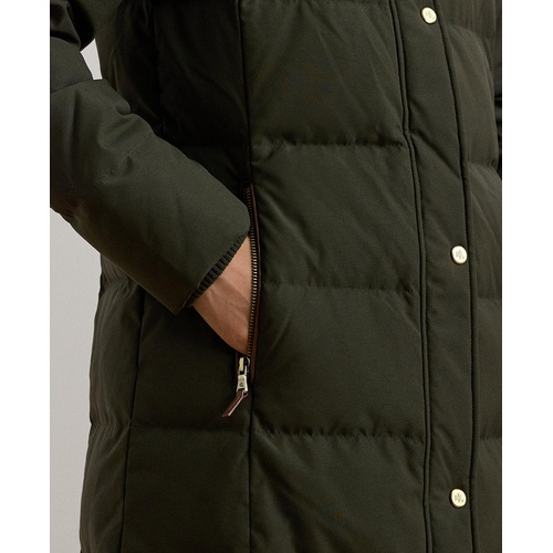 폴로 랄프로렌 Womens Maxi Faux-Fur-Trimmed Hooded Puffer Coat