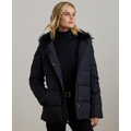 Womens Faux-Fur Hooded Puffer Coat