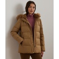 Womens Faux-Fur Hooded Puffer Coat