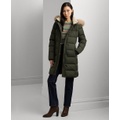 Womens Faux-Fur Hooded Puffer Coat