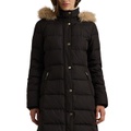 Petite Faux-Fur-Trim Hooded Puffer Coat